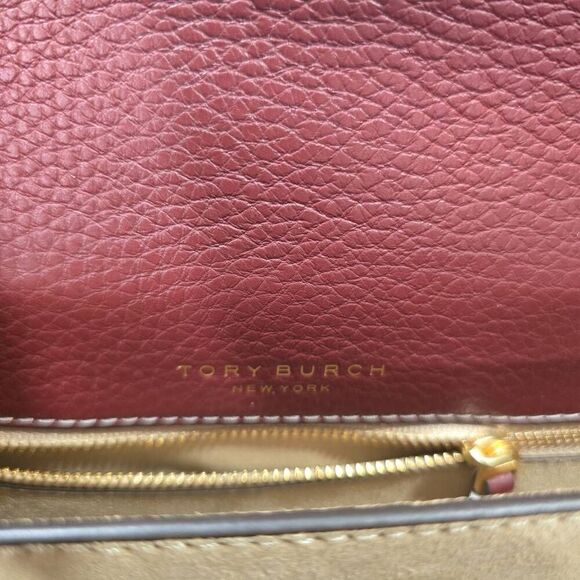 Tory Burch Miller Women's Burgundy‎ Red Leather Formal Western Flap Shoulder Bag - Picture 9 of 13
